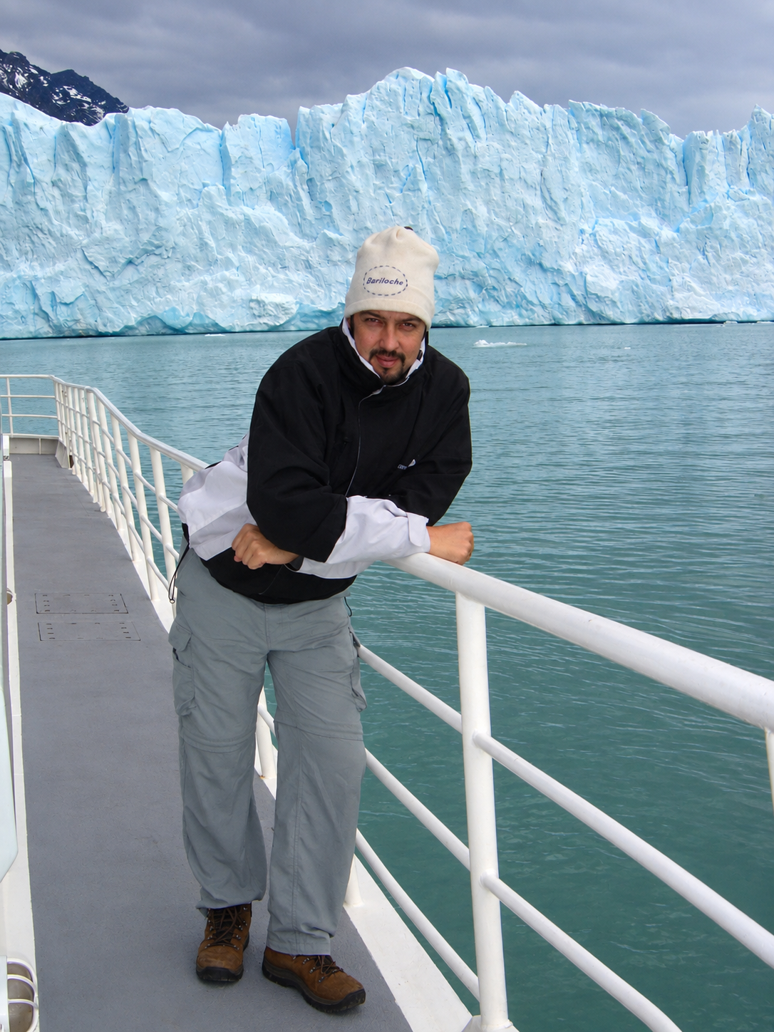 Jeff Gonzalez aboard a boat in front of the Perito Moreno Glacier in 2006